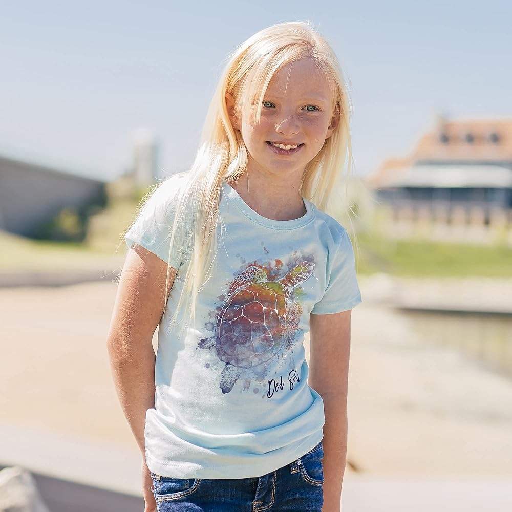 Kids Crew Tee - Turtle Splash - Ice Blue by DelSol for Kids - 1 Pc T-Shirt (YL)