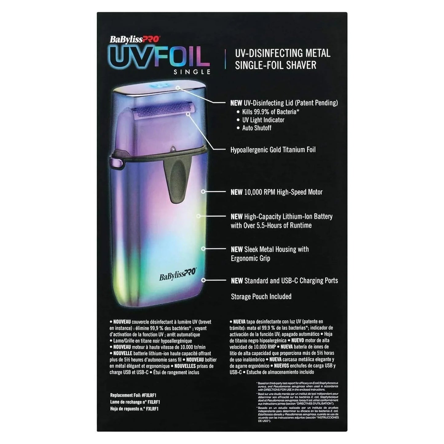 BaByliss Pro LoPROFX UV Disinfecting Single Foil Shaver - Iridescent