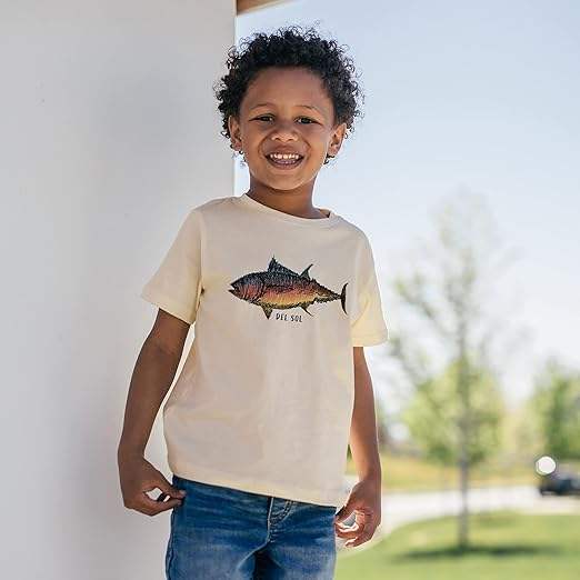 Men Crew Tee - Big Fish - Beige by DelSol for Men - 1 Pc T-Shirt (YL)