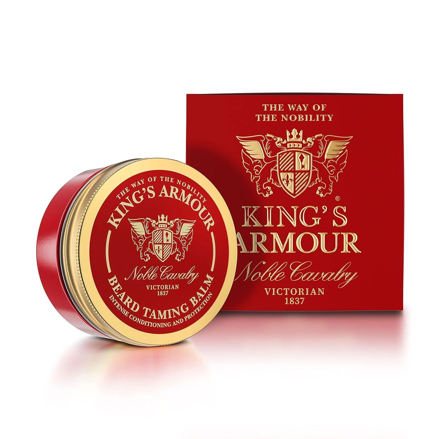King's Armour Beard Balm - Styles, Strengthens, Softens and Nourishes Beards and Moustaches - Natural Beard Balm for Men with Argan, Jojoba and Sweet Almond Oil, 50 ml (1.69 Fl Oz)