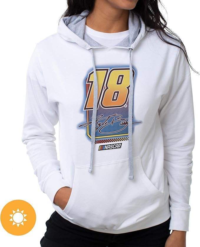 NASCAR Hooded Sweatshirt - Kyle Busch - 10 White by DelSol for Women - 1 Pc T-Shirt (L)