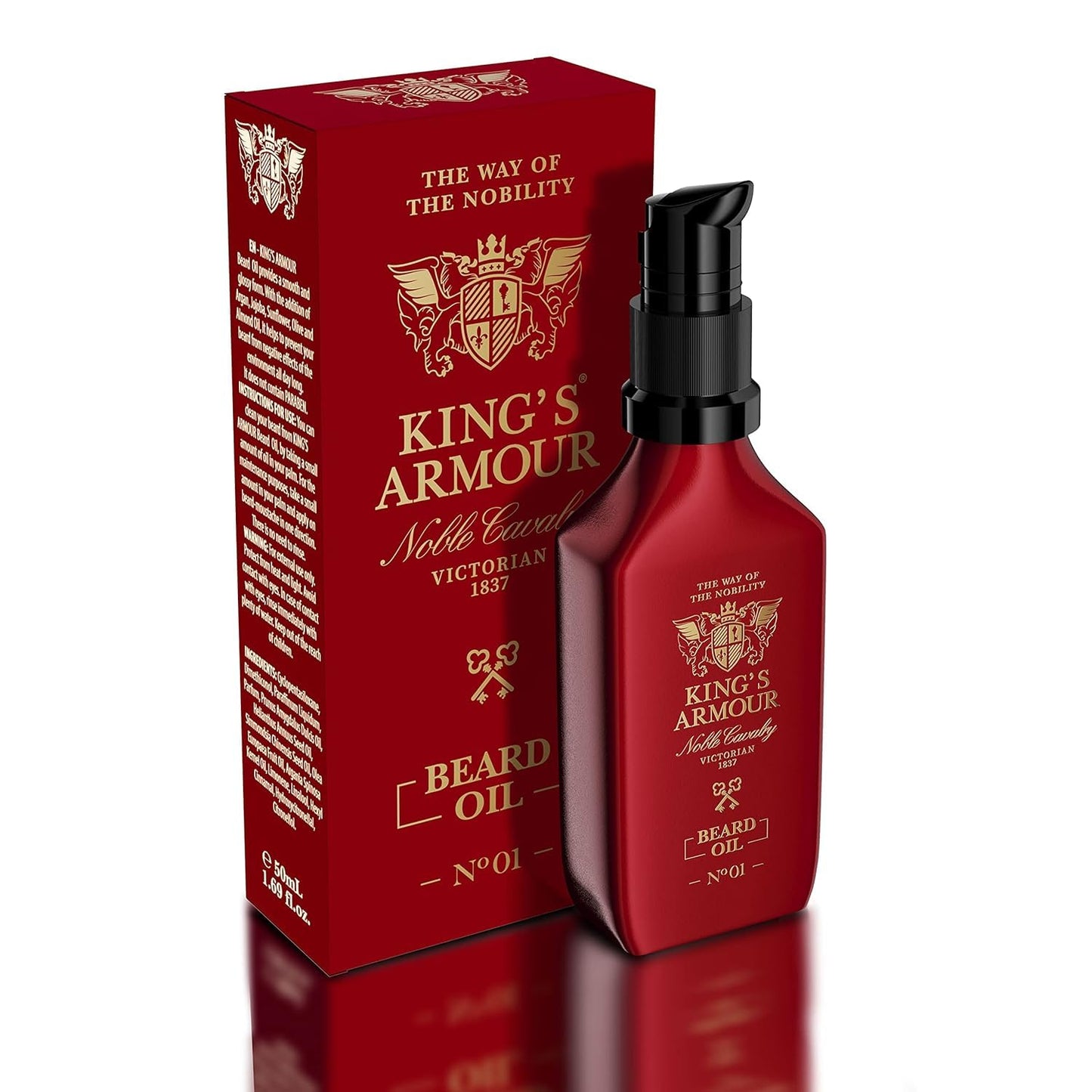 King's Armour Beard Oil - Softens, Strengthens, Grows & Conditions Beard - Unique Oils of Jojoba, Argan and Sweet Almond - Refreshes All Day Long with Its Magical Fragrance 50 ml (1.69 Fl Oz)