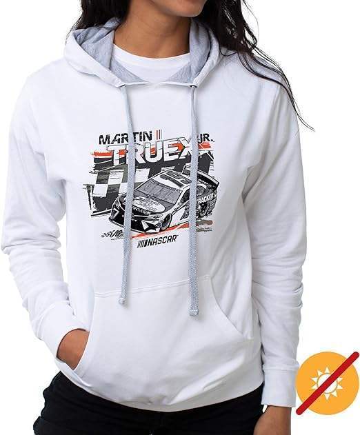 NASCAR Hooded Sweatshirt - Martin Truex Jr - 2 White by DelSol for Women - 1 Pc T-Shirt (S)