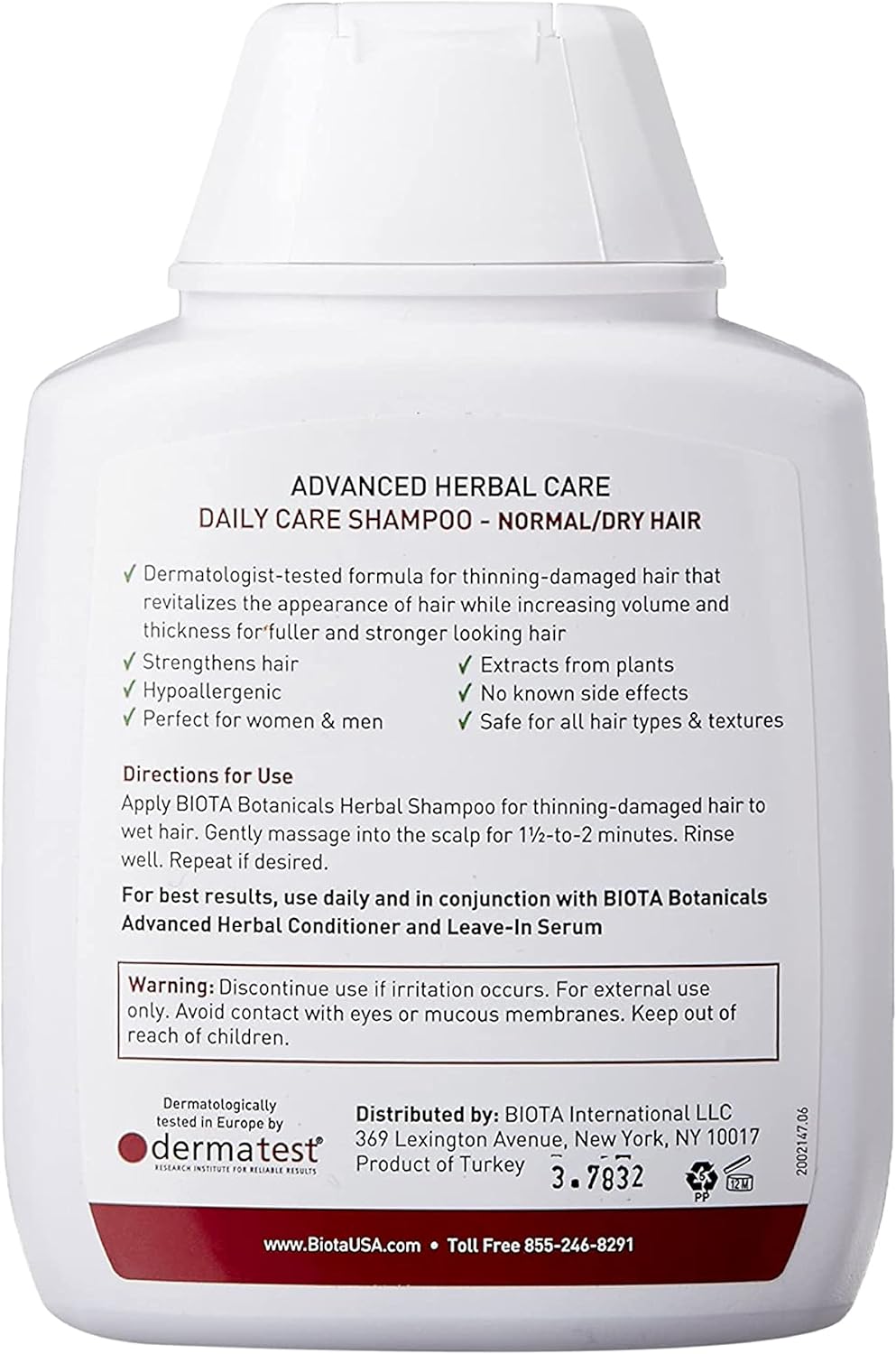 Biota Botanicals Advanced Herbal Care Shampoo for Thinning - Damaged Hair - Normal 10.1 oz (0.63lb)