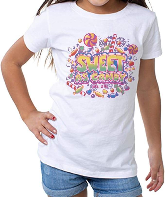 Girls Crew Tee - Sweet As Candy - White by DelSol for Women - 1 Pc T-Shirt (5/6T)