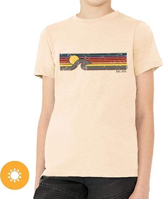 Men Crew Tee - Sunset Wave - Beige by DelSol for Men - 1 Pc T-Shirt (YL)