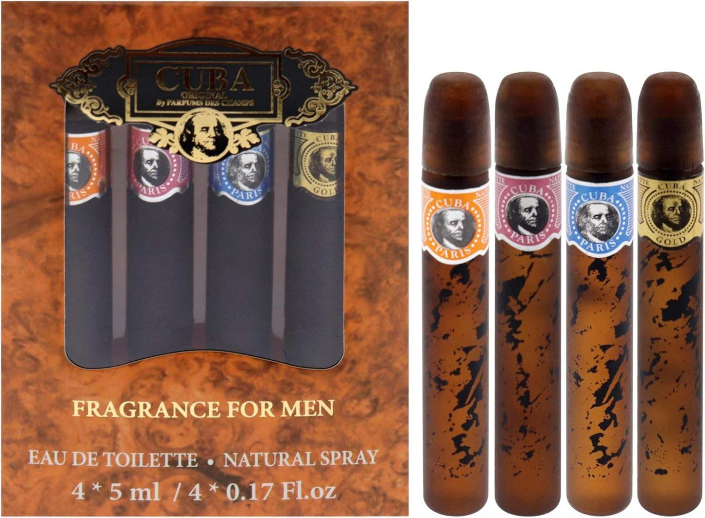 Cuba by Cuba for Men - 4 Pc Mini Gift Set cuba gold, cuba red, cuba blue, cuba orange (5ml each)
