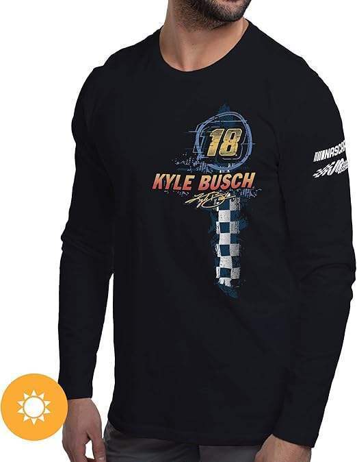 NASCAR Mens Classic Long Sleeve Crew Tee - Kyle Busch - 8 Black by DelSol for Men - 1 Pc T-Shirt (S)