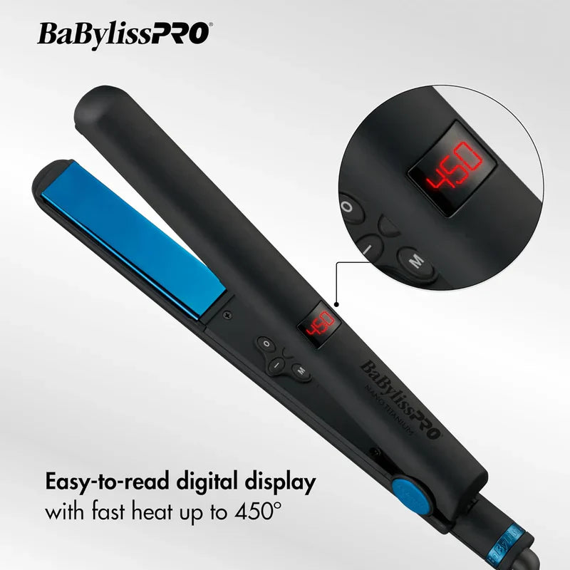 BaBylissPRO® Nano Titanium™ Limited Edition Black & Blue 1" Digital Flat Iron