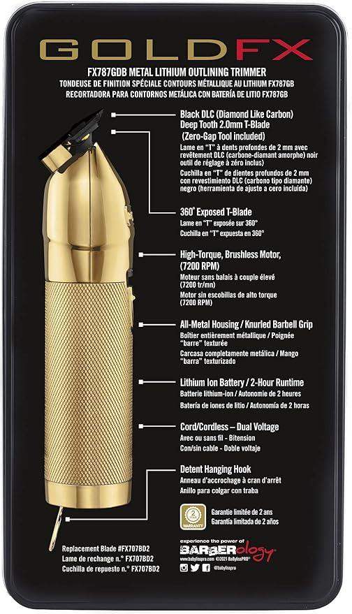 BABYLISS PRO GOLDFX Metal Lithium Outlining Trimmer W/ DLC-Blade - BarberSets