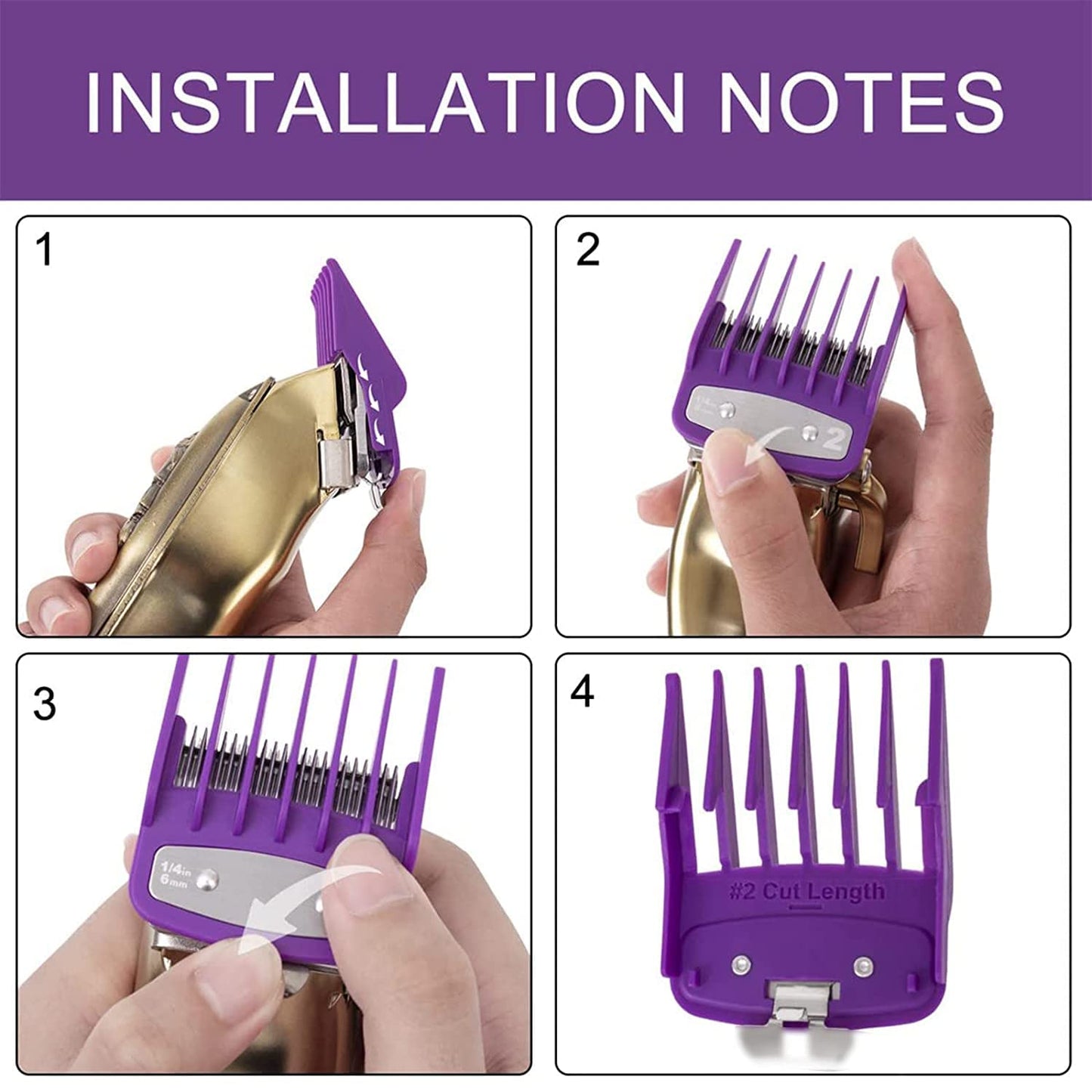 Salice Supply 10pcs Metal Clip Colored Clipper Guards with Case