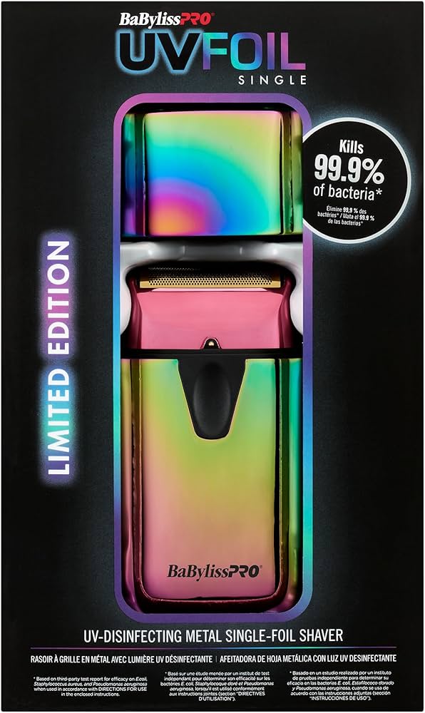 BabylissPro LoPROFX UV Disinfecting Single Foil Shaver - Iridescent