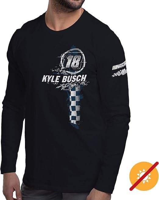 NASCAR Mens Classic Long Sleeve Crew Tee - Kyle Busch - 8 Black by DelSol for Men - 1 Pc T-Shirt (M)