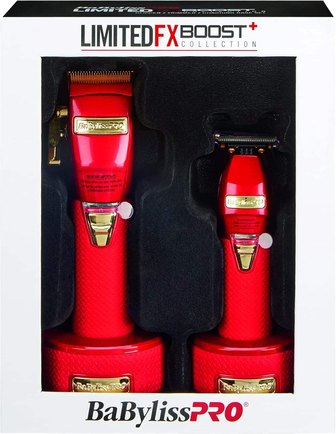 BaBylissPRO Boost FX Limited Edition Red Clipper, Trimmer & Charging Bases