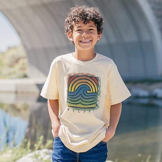 Men Crew Tee - Wave Spray - Beige by DelSol for Men - 1 Pc T-Shirt (YM)