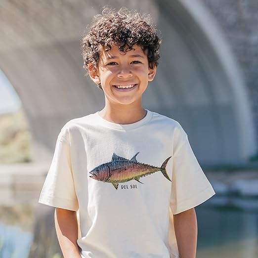 Men Crew Tee - Big Fish - Beige by DelSol for Men - 1 Pc T-Shirt (YL)