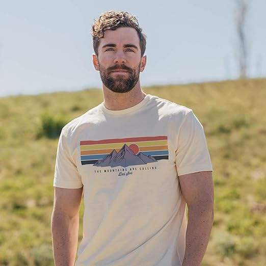 Men Classic Crew Tee - Mountain Calling by DelSol for Men - 1 Pc T-Shirt (Small)