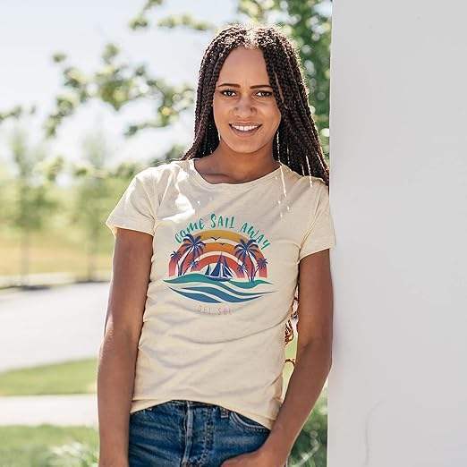 V-Neck Tee - Anchors Away by Delsol for Women - 1 Pc T-Shirt (Medium)