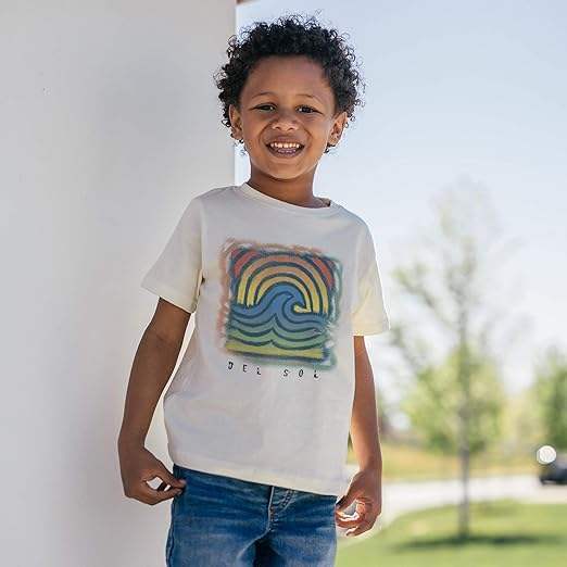 Men Crew Tee - Wave Spray - Beige by DelSol for Men - 1 Pc T-Shirt (YM)