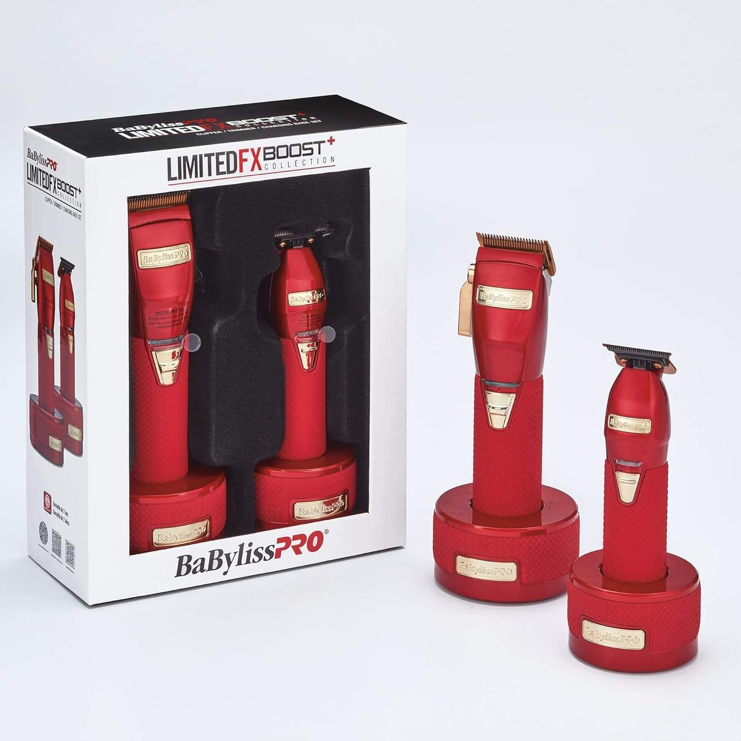 BaBylissPRO Boost FX Limited Edition Red Clipper, Trimmer & Charging Bases