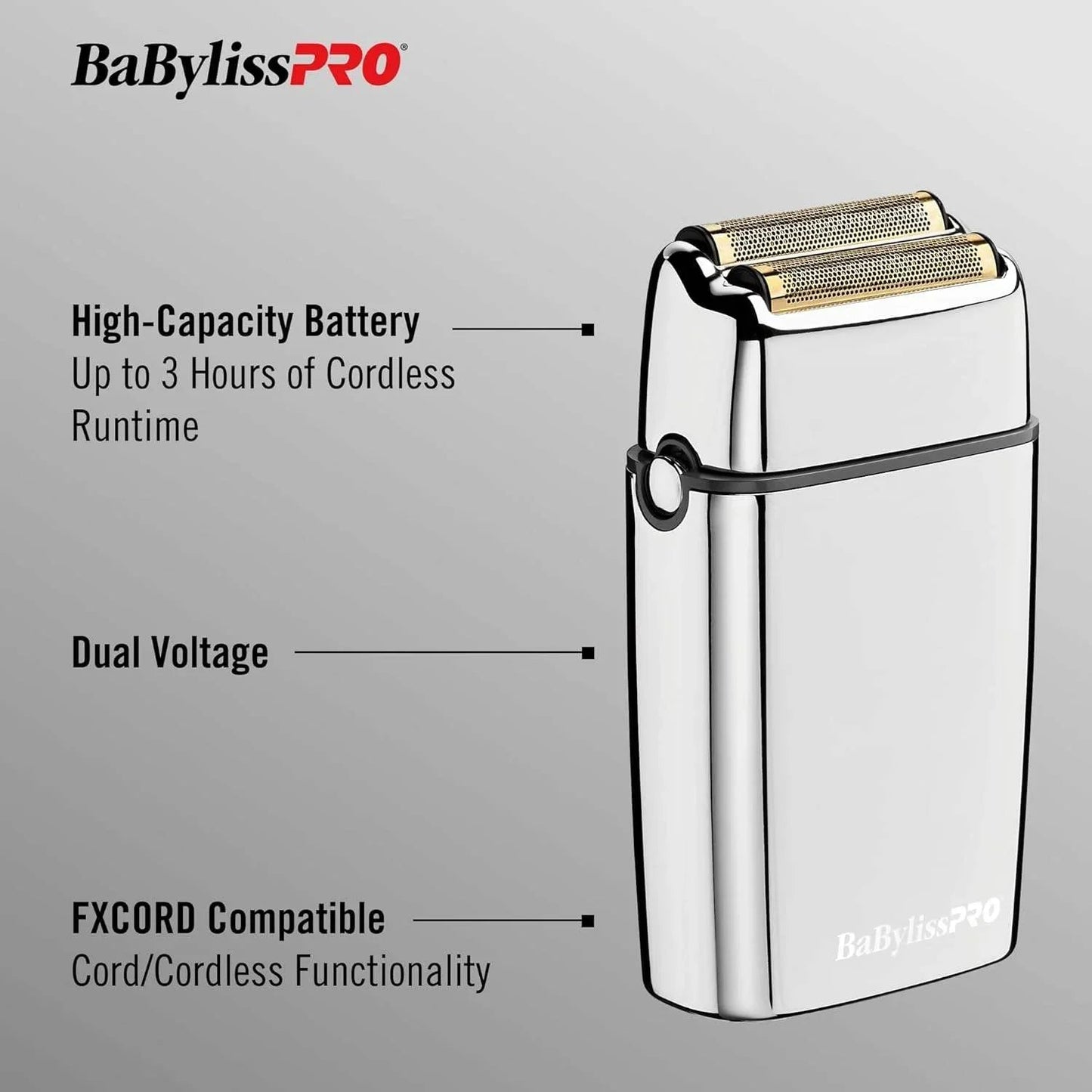BaByliss Pro FOILFX02 Cordless Rose Gold Metal Double Foil Shaver