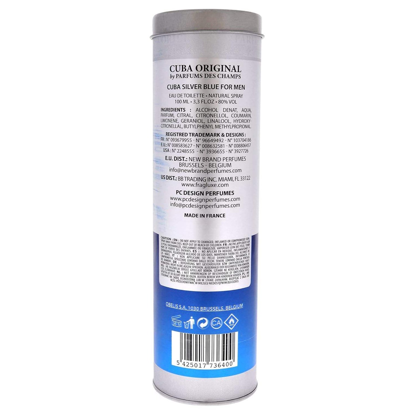 Cuba Silver Blue by Cuba for Men - 3.3 oz EDT Spray