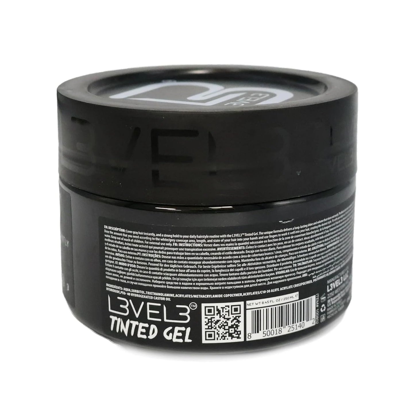 L3VEL3 Tinted Hair Gel - Black Color 8.45 oz
