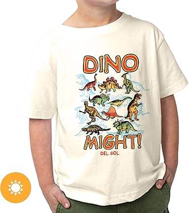 Kids Crew Tee - Dino Might - Beige by DelSol for Kids - 1 Pc T-Shirt (2T)