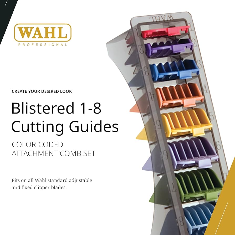 Wahl 8 Color Coded Cutting Guide Comb Set with Organizer