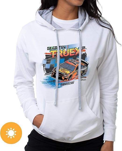 NASCAR Hooded Sweatshirt - Martin Truex Jr - 2 White by DelSol for Women - 1 Pc T-Shirt (M)