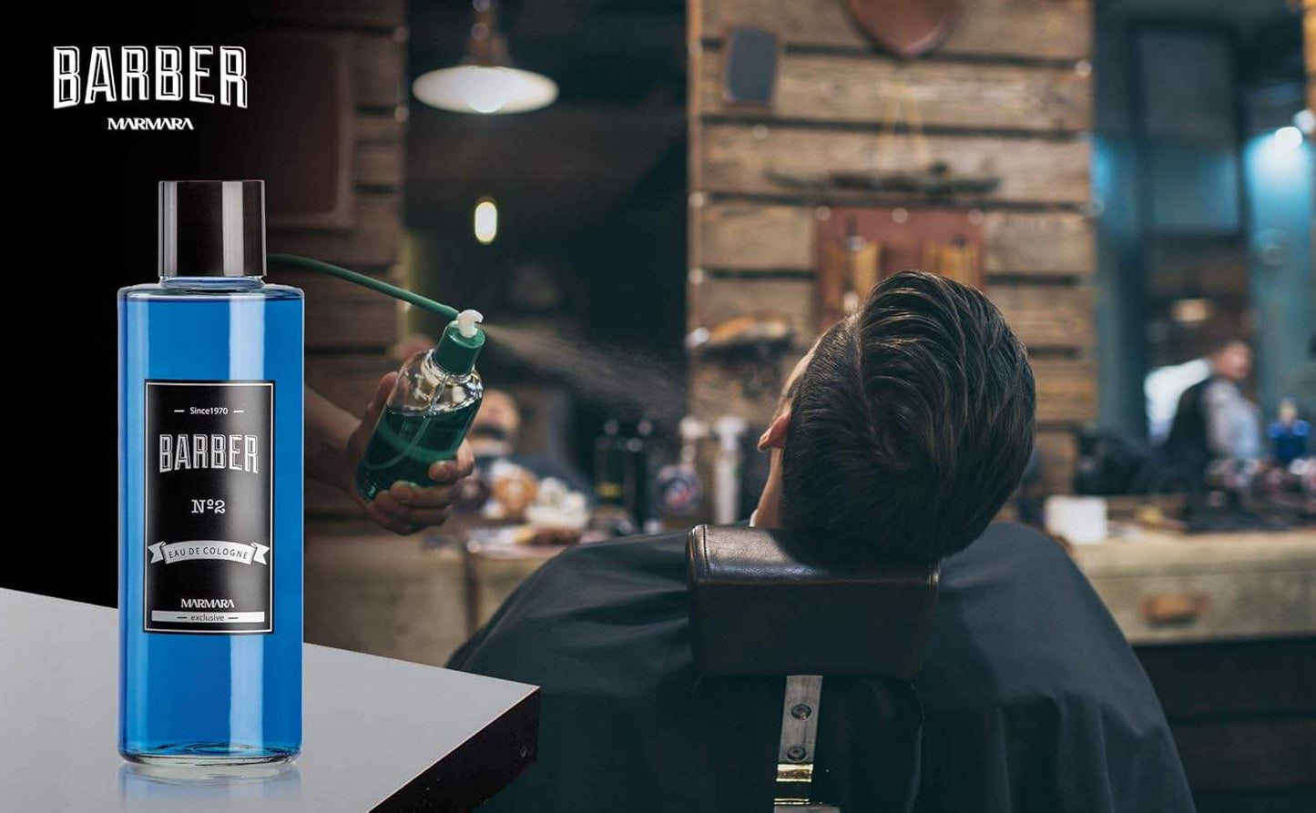 Marmara Barber Cologne - Best Choice of Modern Barbers and Traditional Shaving Fans Glass Bottle (500 ml, No2)