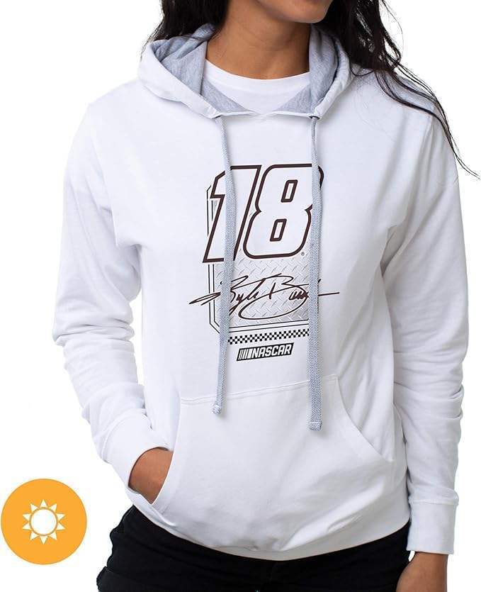 NASCAR Hooded Sweatshirt - Kyle Busch - 10 White by DelSol for Women - 1 Pc T-Shirt (XL)