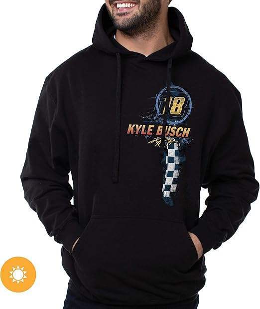 NASCAR Hooded Sweatshirt - Kyle Busch - 8 Black by DelSol for Men - 1 Pc T-Shirt (L)