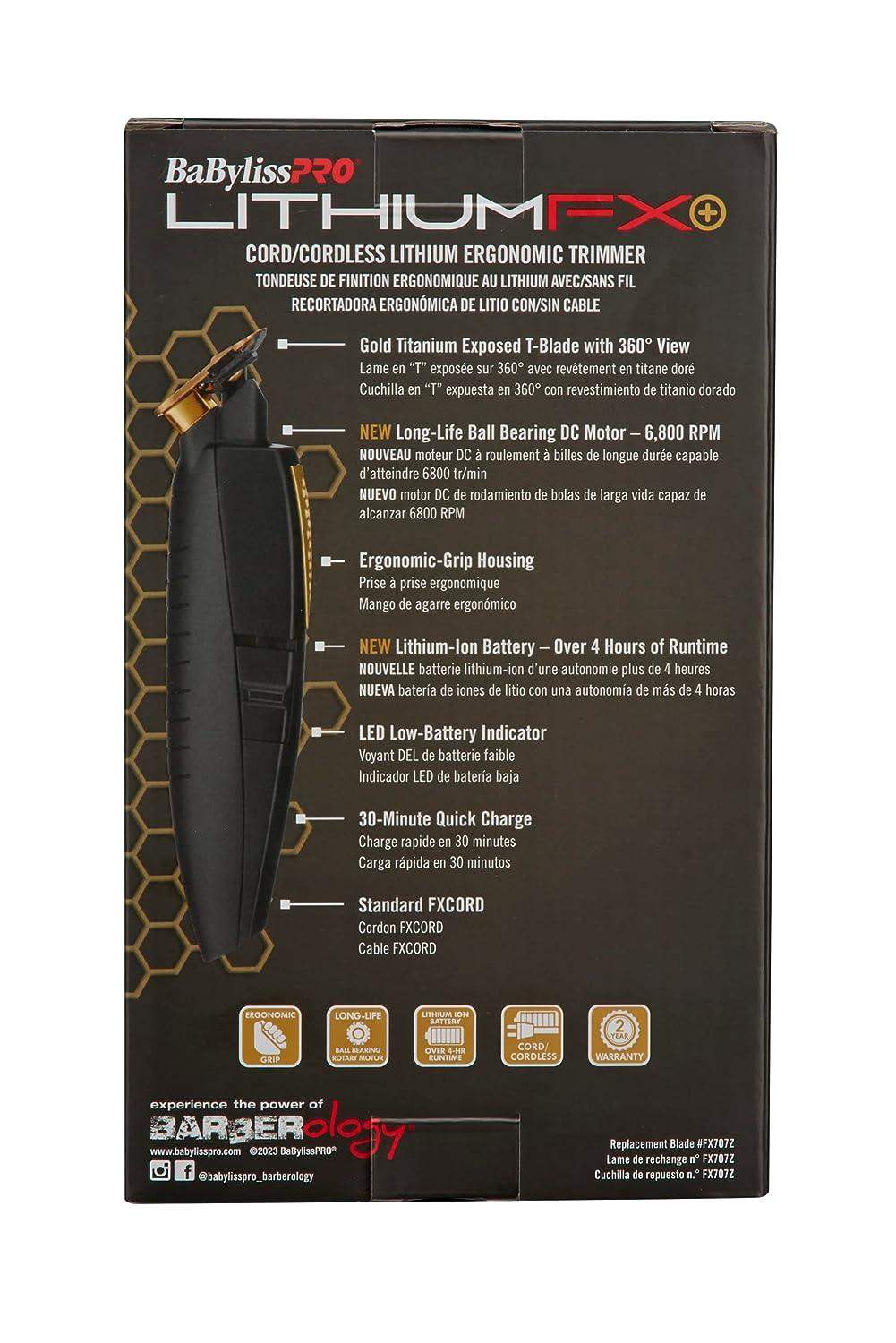 Babyliss Pro Lithiumfx Cord / Cordless Ergonomic Trimmer - Gold BB-FX773N - BarberSets