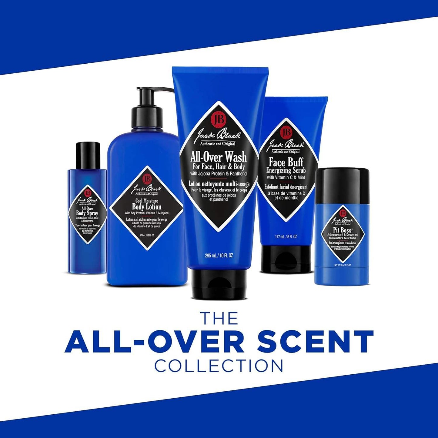 All-Over Wash for Face Hair and Body by Jack Black for Men - 10 oz Body Wash