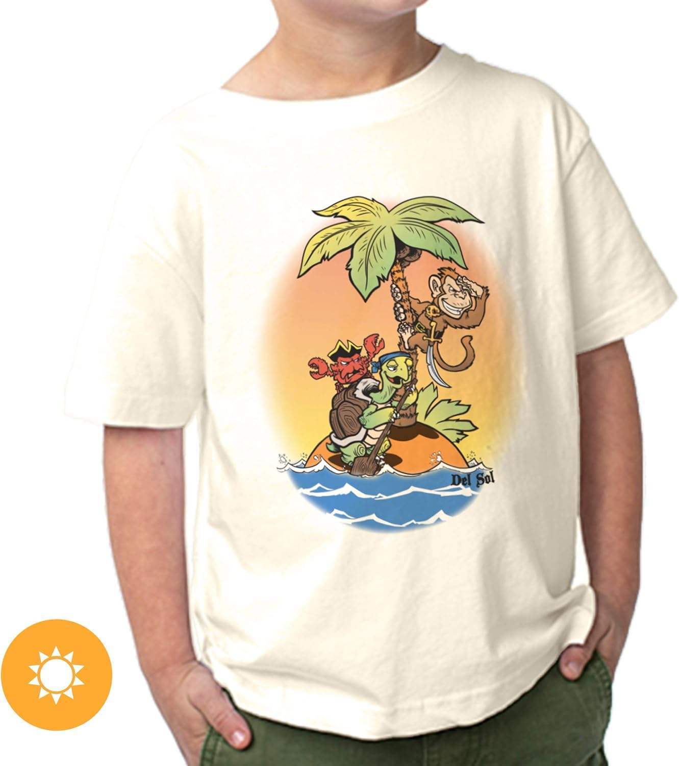 Kids Crew Tee - Pirate Trio - Beige by DelSol for Kids - 1 Pc T-Shirt (2T)