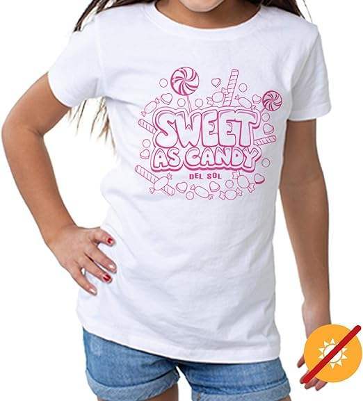 Girls Crew Tee - Sweet As Candy - White by DelSol for Women - 1 Pc T-Shirt (4T)