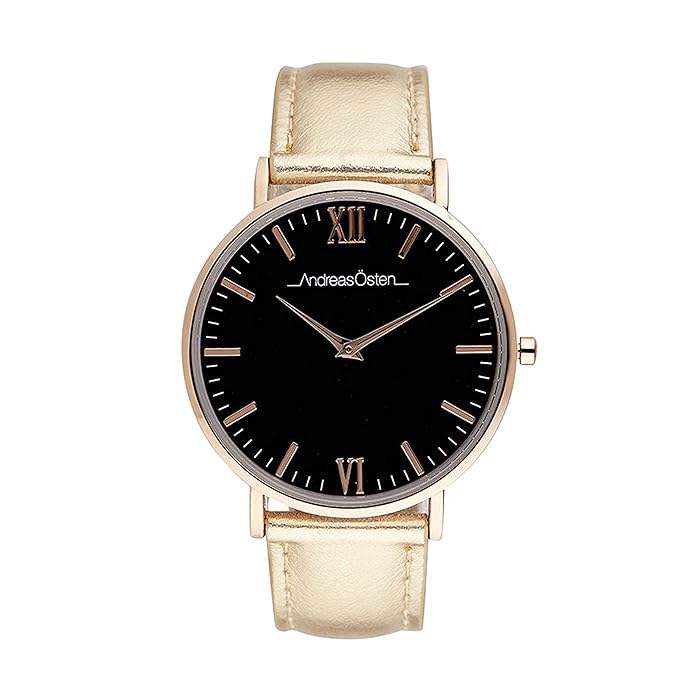 AO-187 Hygge - Gold/Black Leather Strap Watch by Andreas Osten for Women - 1 Pc Watch