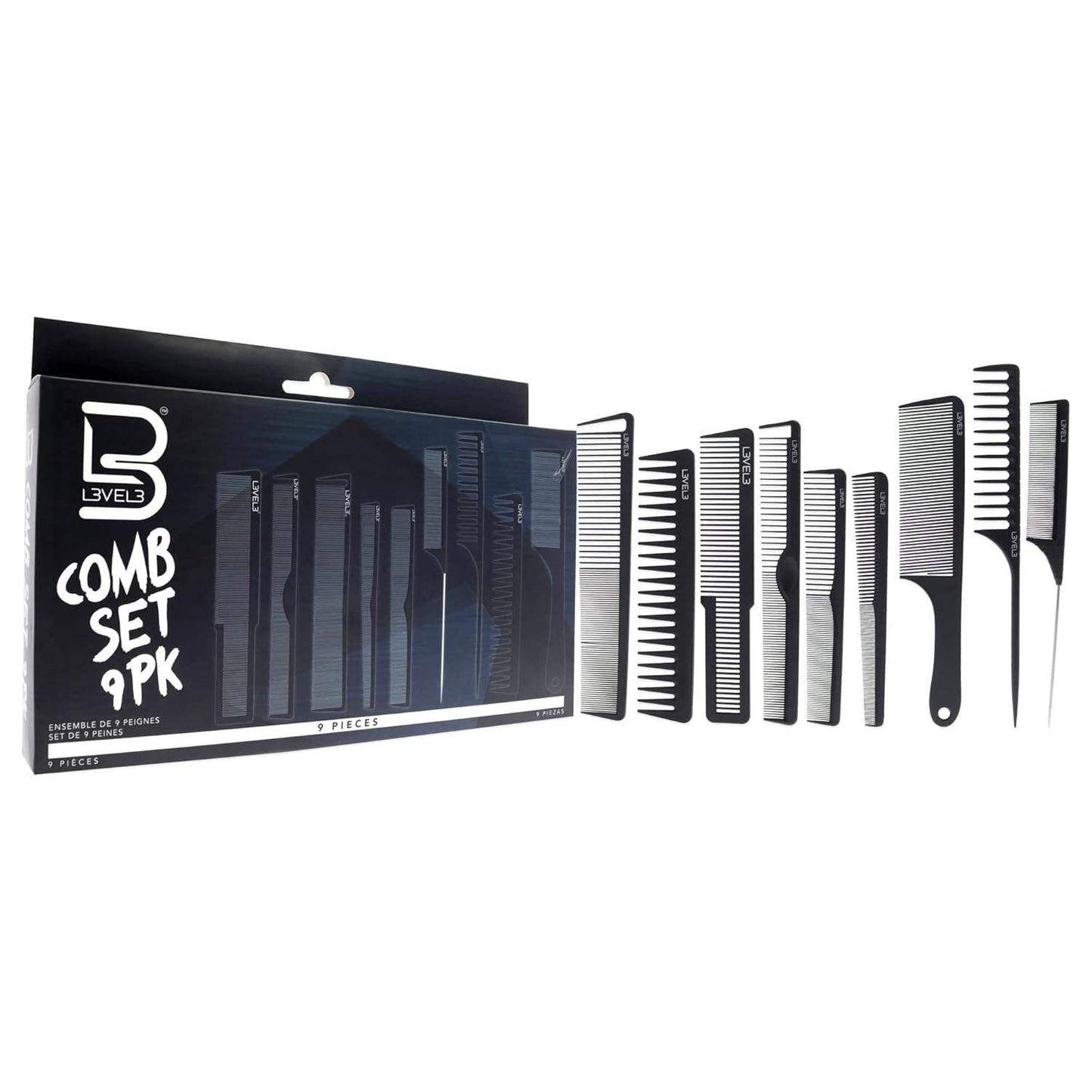 L3VEL3 Hair Comb Set - 9 Pack