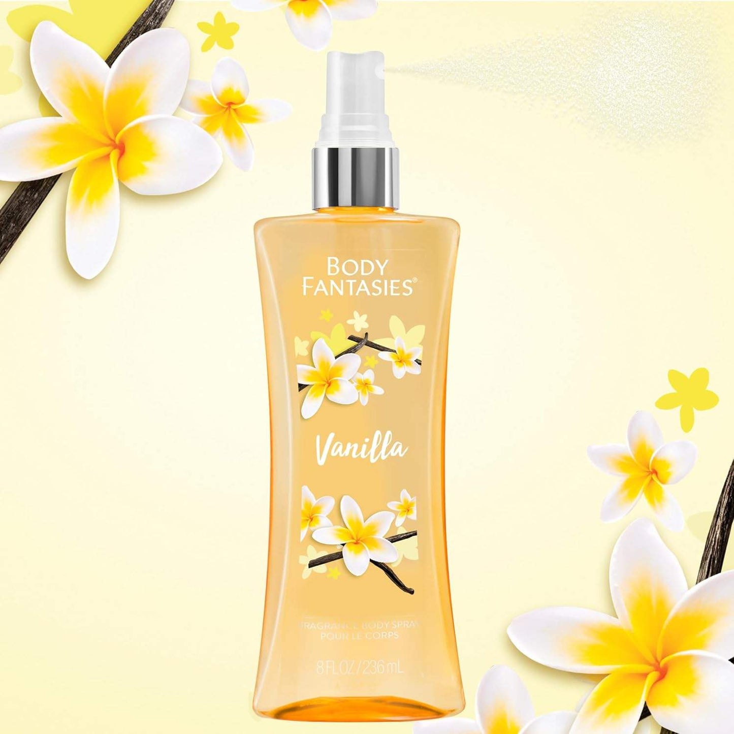 Vanilla Body Spray by Body Fantasies for Women - 8 oz Body Spray - Pack of 6