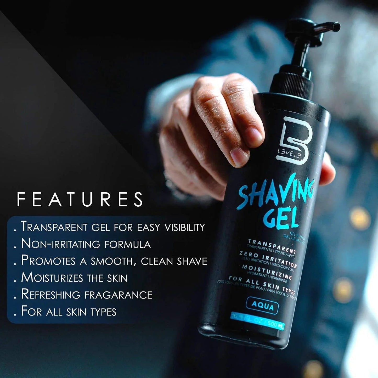 L3VEL3 Shaving Gel Aqua 500ml / 16.9 oz
