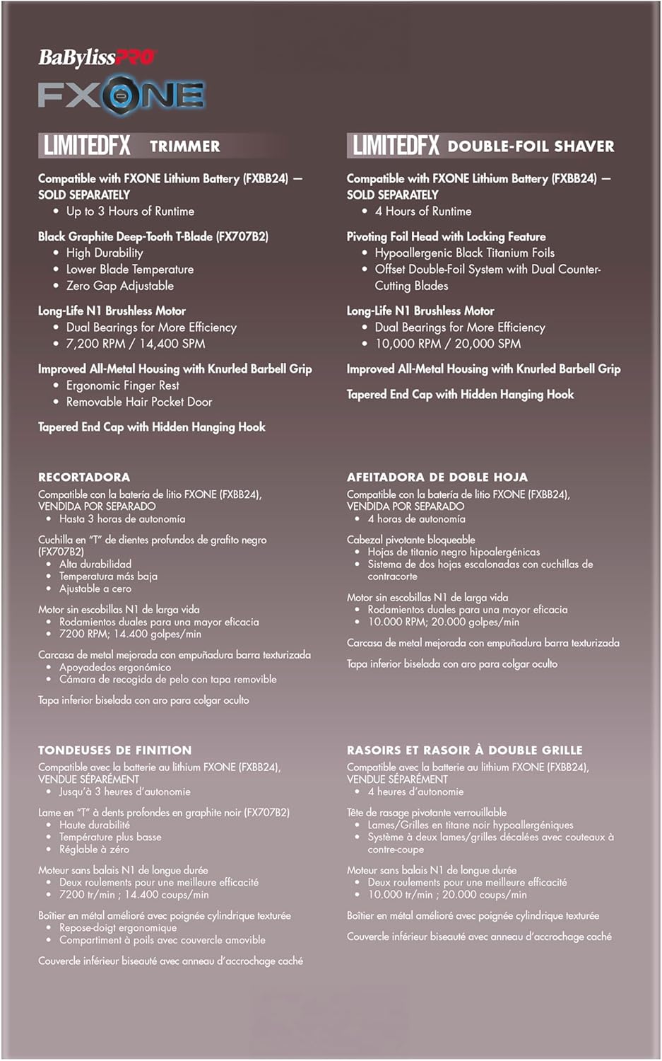 BaBylissPRO LimitedFX FXONE Nightfall Collection Trimmer & Foil Shaver