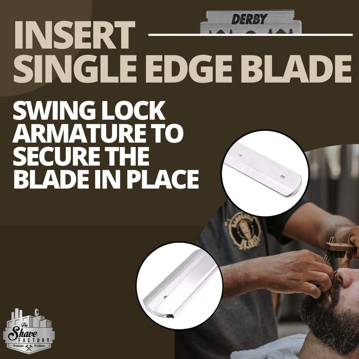 The Shave Factory Straight Edge Razor Kit (Matte / 100 Derby Premium Single Edge Razor Blades) - BarberSets