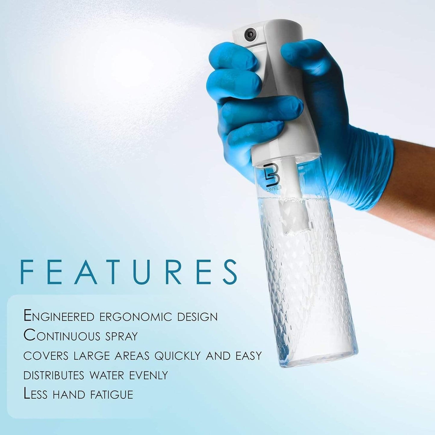 L3VEL3 Beveled Spray Bottle (White/Clear)