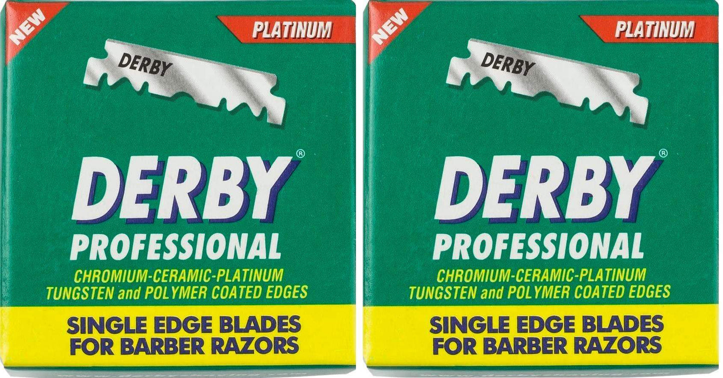 The Shave Factory Straight Edge Razor Kit (Black / 200 Derby Professional Single Edge Razor Blades) - BarberSets