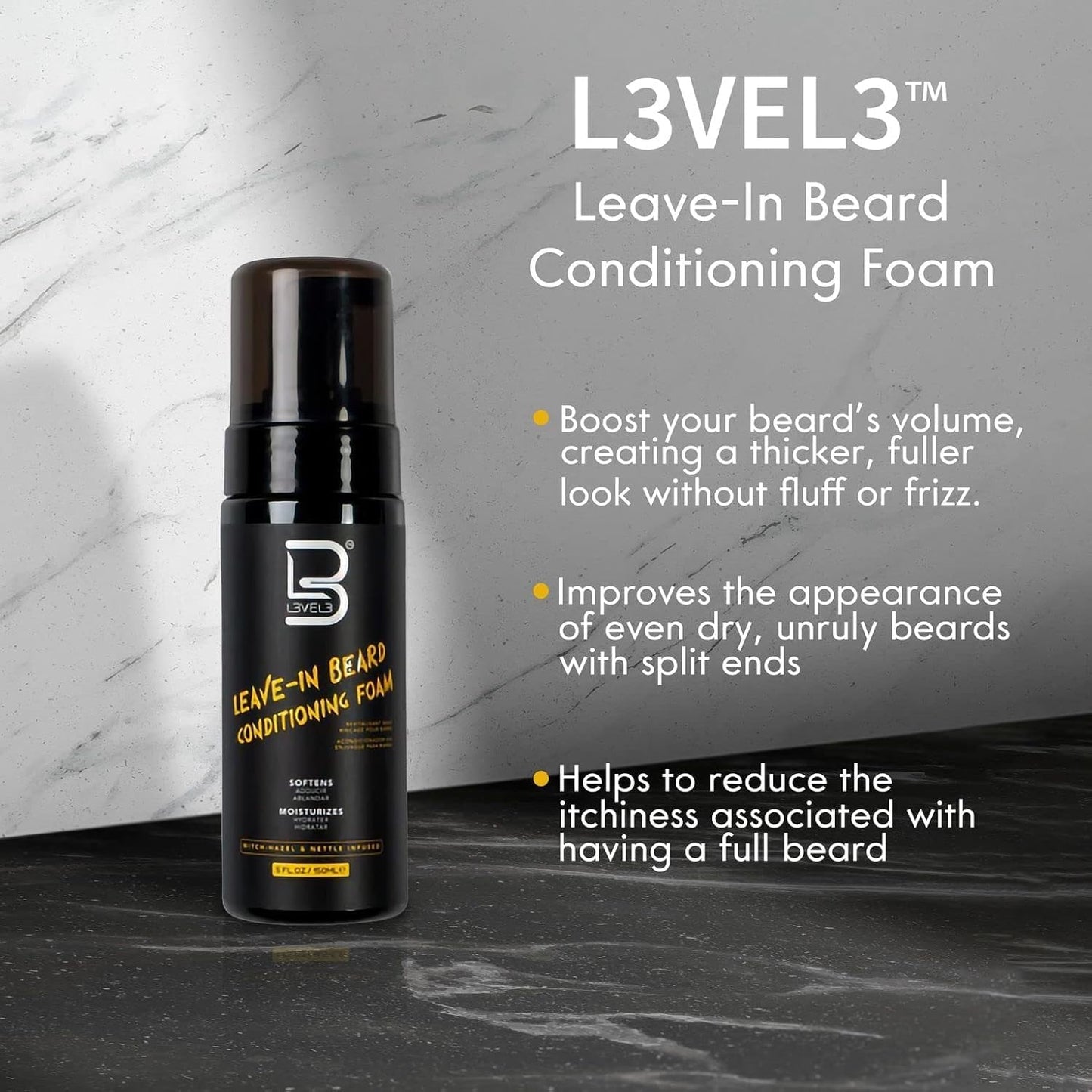L3VEL3 Leave-in Beard Conditioning Foam 5 oz - 6 Pack