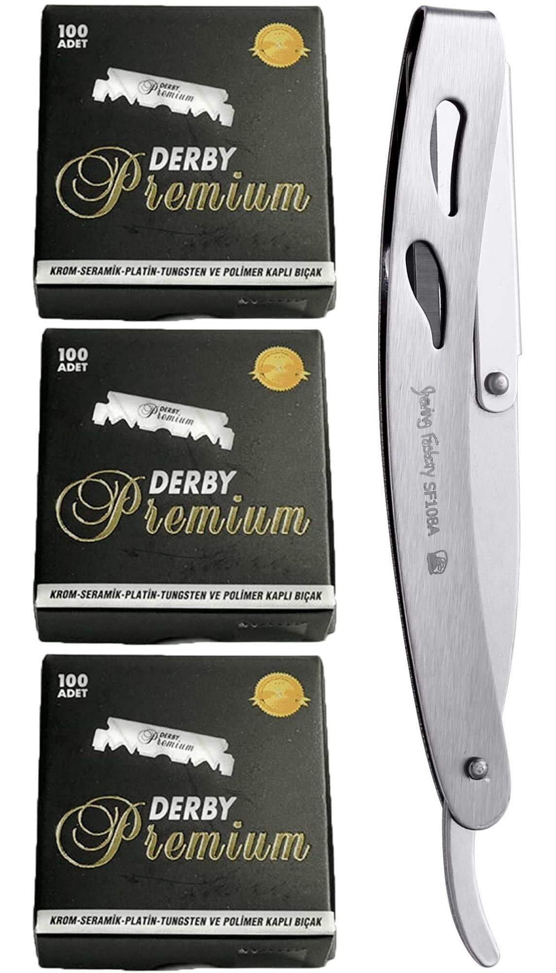 The Shave Factory Straight Edge Razor Kit (Matte / 300 Derby Premium Single Edge Razor Blades) - BarberSets