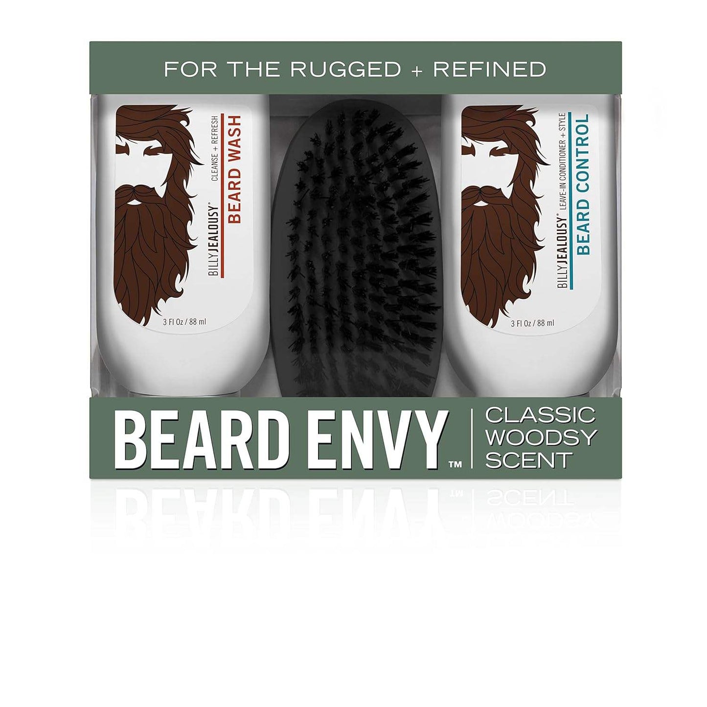 Beard Envy Kit by Billy Jealousy for Men - 3 Pc 3oz Beard Wash, 3oz Beard Control, Brush