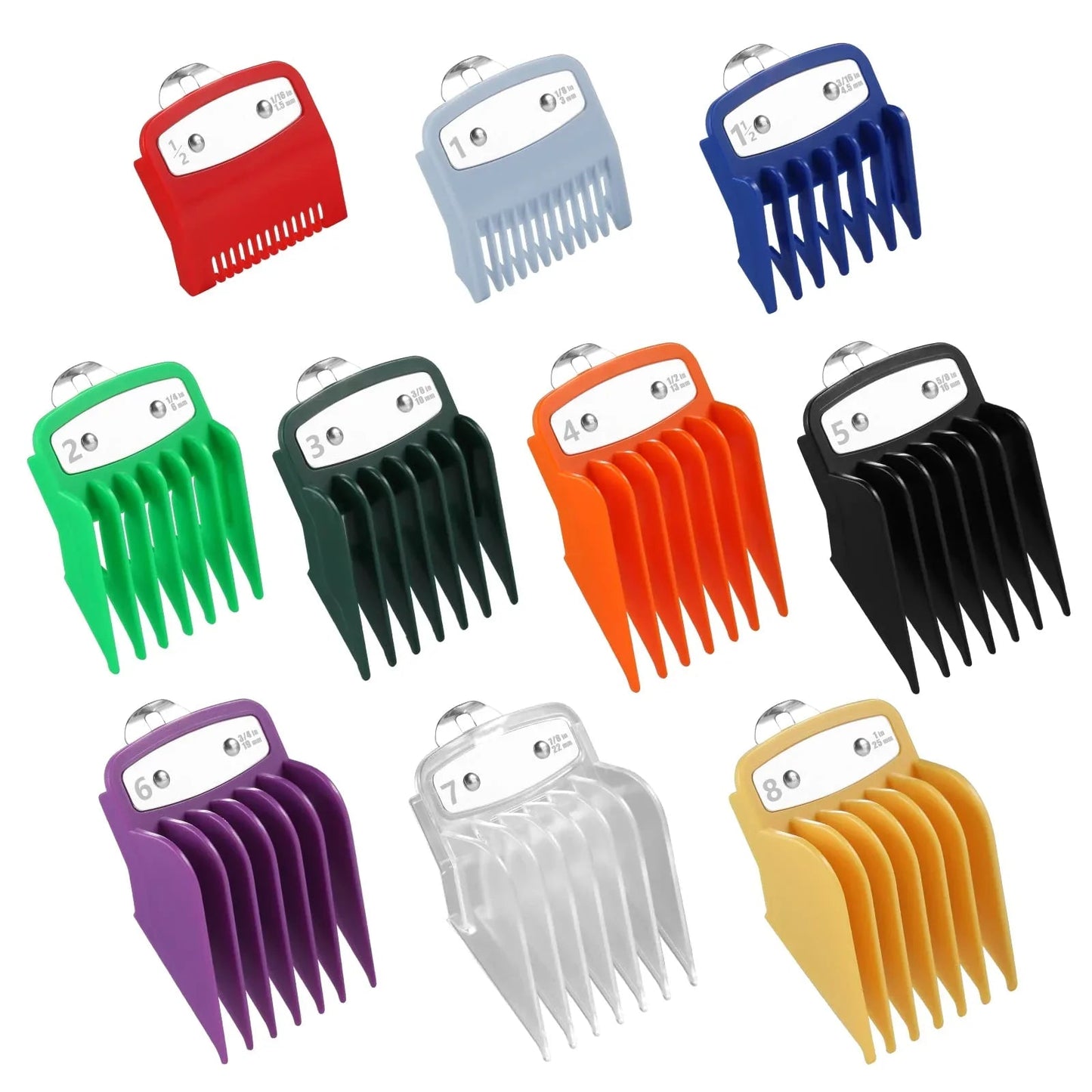 Salice Supply 10 pcs Metal Clip Colored Clipper Guards with Case
