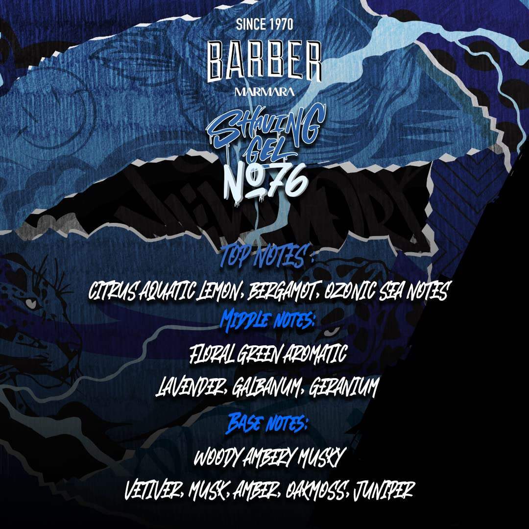 BARBER MARMARA Men's Shaving Gel No. 76 - Men's Shaving Gel Transparent 500 ml - Shaving Gel Men - for a Precise Shave of Beard Contours - Optimal Gliding - Cools the Skin - with Pump Dispenser